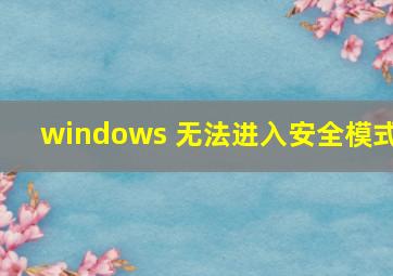 windows 无法进入安全模式